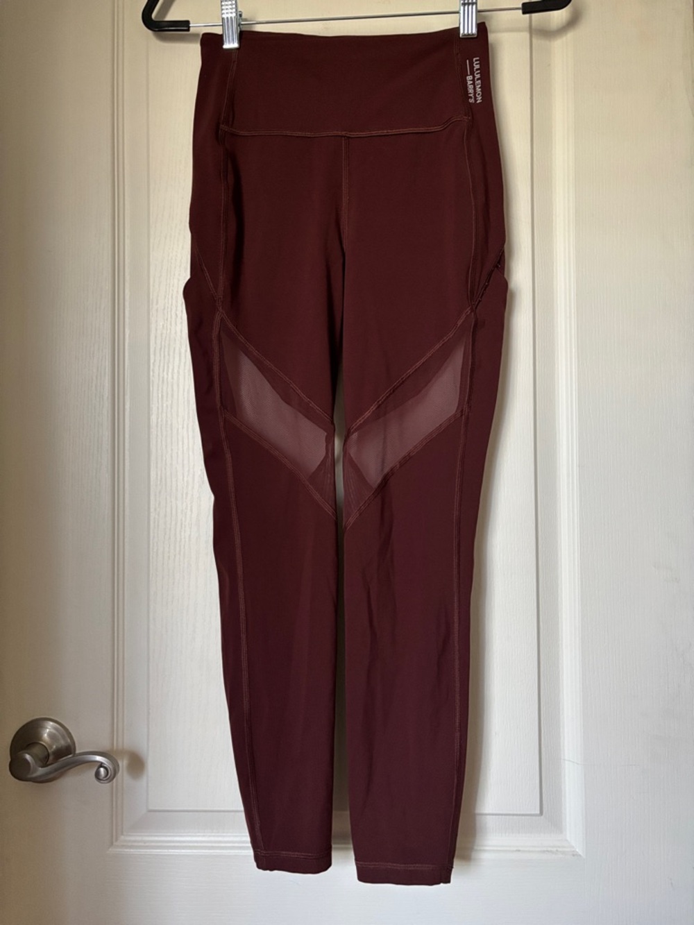 Lululemon x Barry’s Bootcamp Collab Mesh Panel Leggings Burgundy High Rise